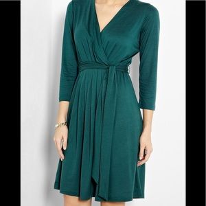 DNKY Emerald Green Jersey Wrap Dress